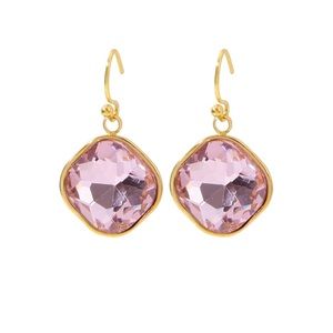 Pink Zircon Square Earrings*Lightweight Earrings*Party Earrings*Glam Look*Prom